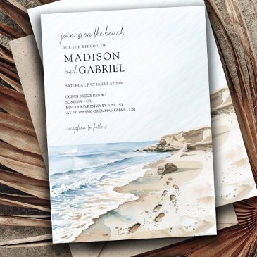 watercolor beach wedding invitation