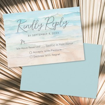 watercolor beach wedding rsvp reply invitations