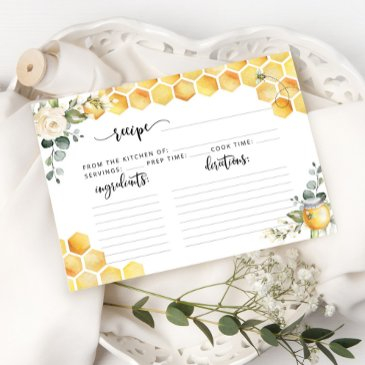 watercolor bee bridal shower recipe invitations