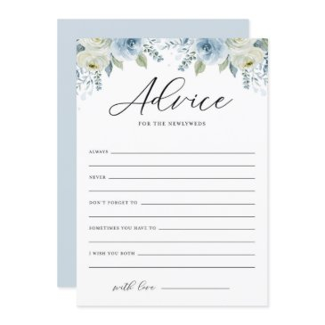 watercolor blue floral advice for the newlyweds invitation