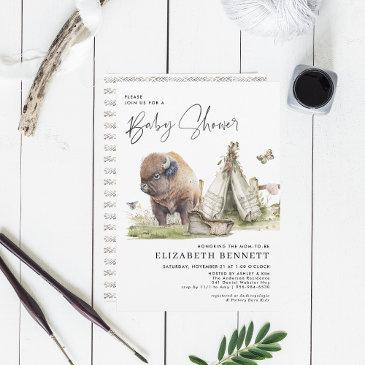 watercolor buffalo bison baby shower