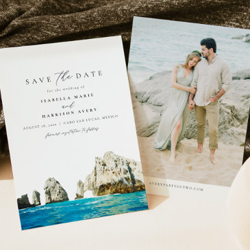 watercolor cabo san lucas mexico save the date invitation