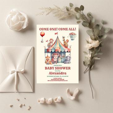watercolor carnival baby shower invitation