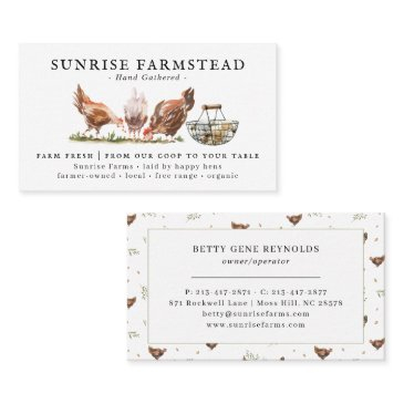 watercolor chickens | farm fresh eggs business invitations