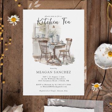 watercolor country kitchen tea bridal shower invitation