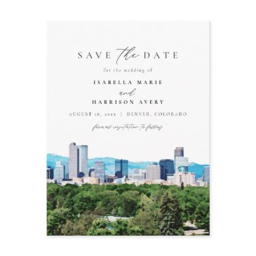 watercolor denver colorado ski mountain skyline postinvitations