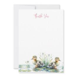 Small Watercolor Duckling Thank You Front View