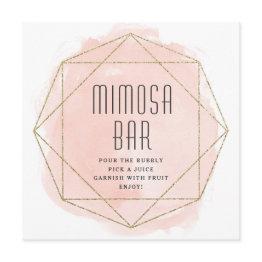 Small Watercolor Faux Glitter Mimosa Bar Sign Invitation Front View