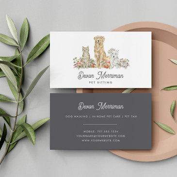 watercolor floral animals | pet care business invitations