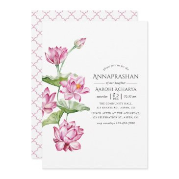 watercolor floral annaprashan first rice ceremony invitation