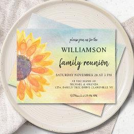 Small Watercolor Floral Family Reunion Announcement Postinvitations Front View