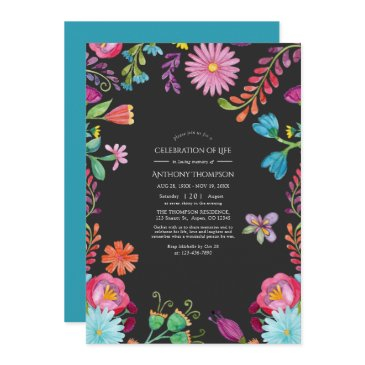 watercolor floral fiesta celebration of life invitation