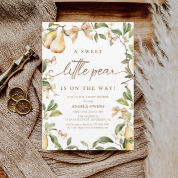 watercolor floral pear baby shower invitation