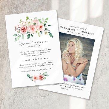 watercolor floral photo sympathy funeral memorial thank you invitations