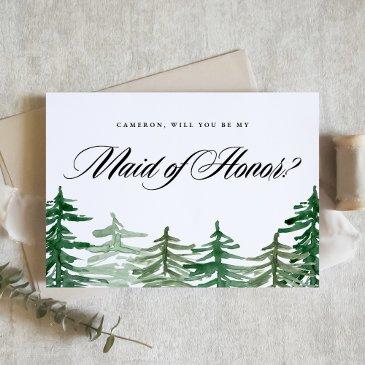 watercolor forest will you be my maid of honor invitation postinvitations