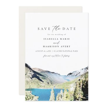 watercolor glacier national park save the date invitation