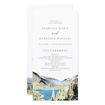 watercolor glacier national park wedding program