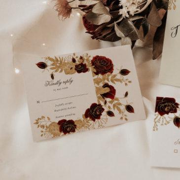 watercolor gold roses floral rsvp response invitations