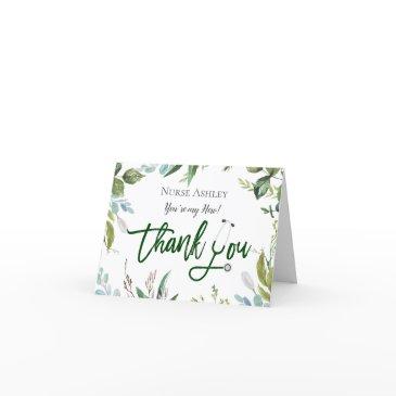watercolor greenery nurses doctors personalized thank you invitations