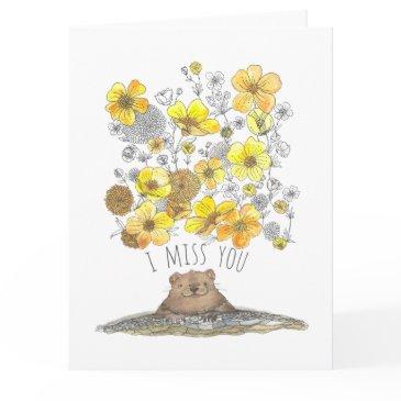 watercolor groundhog and buttercups i miss you invitations