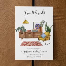 Small Watercolor Home Moving Announcement I've Moved Front View