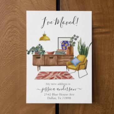 watercolor home moving announcement i've moved