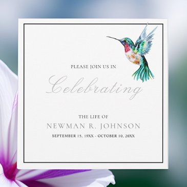 watercolor hummingbird celebration of life invitation