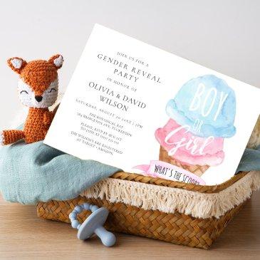 watercolor ice cream gender reveal invitation