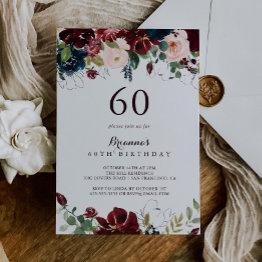 Small Watercolor Illustrated Fall 60th Birthday Party Invitation Front View