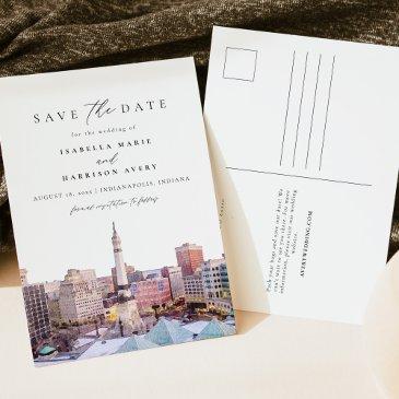 watercolor indianapolis indiana skyline city postinvitations