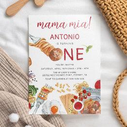 Small Watercolor Italian 1st Birthday Invitation Front View