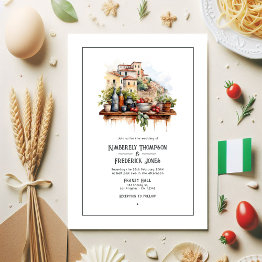Small Watercolor Italian Destination Wedding Invitation Front View