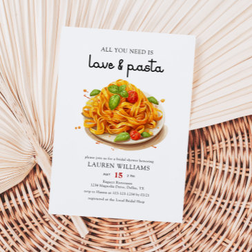 watercolor italian love and pasta bridal shower invitation