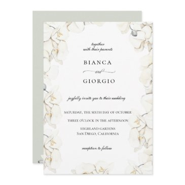 watercolor ivory orchid frame wedding invitation
