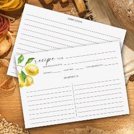 Small Watercolor Lemon Citrus Recipe Invitations Smaller Front View