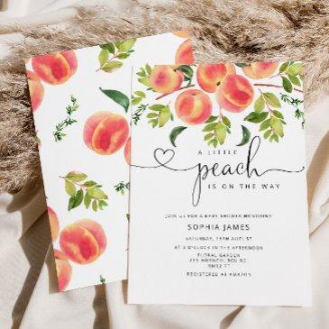 watercolor little peach is on the way baby shower invitation