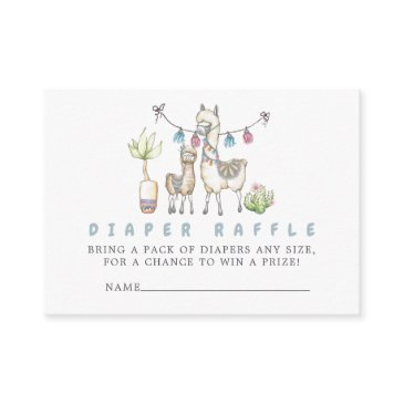 watercolor llama themed baby shower diaper raffle enclosure invitations