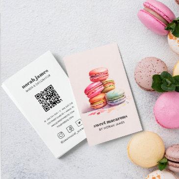 watercolor macarons sweet cake social icon qr code business invitations