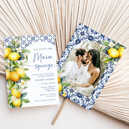 Small Watercolor Main Squeeze Photo Bridal Shower Invitation Front View