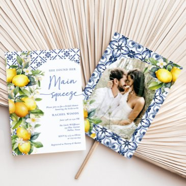 watercolor main squeeze photo bridal shower invitation
