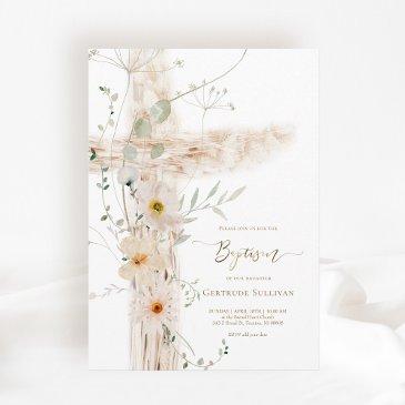 watercolor meadow flowers holy cross baptism invitation