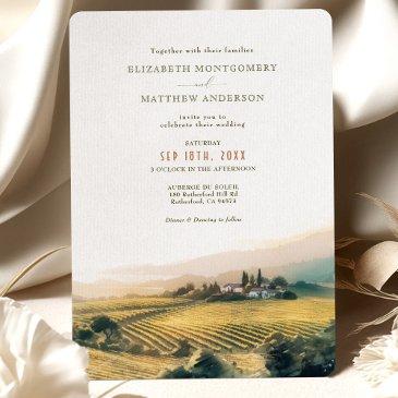 watercolor napa sonoma valley wedding invitation