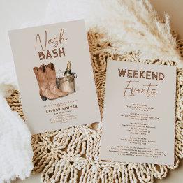 Small Watercolor Nash Bash Bachelorette Party Invitation Front View