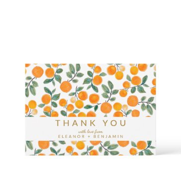 watercolor orange citrus custom wedding thank you invitations