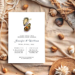 Small Watercolor Oyster Rehearsal Dinner Invitation Front View