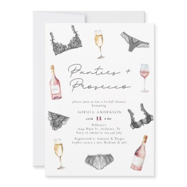 watercolor panties & prosecco bridal shower invitation