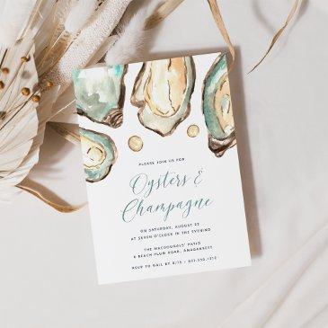 watercolor pearl oysters & champagne party invitation