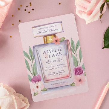 watercolor perfume bottle floral bridal shower invitation