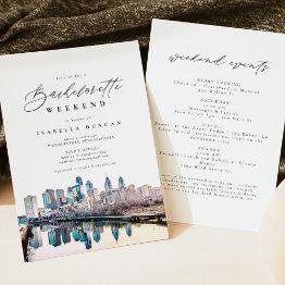 Small Watercolor Philadelphia Pennsylvania City Skyline Invitation Front View