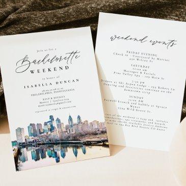 watercolor philadelphia pennsylvania city skyline invitation